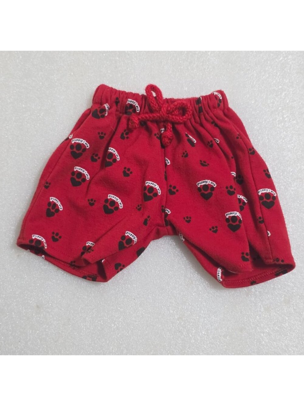 Build-a-Bear Drawstring Red Shorts Puppy Love Paw Print w/ tail hole